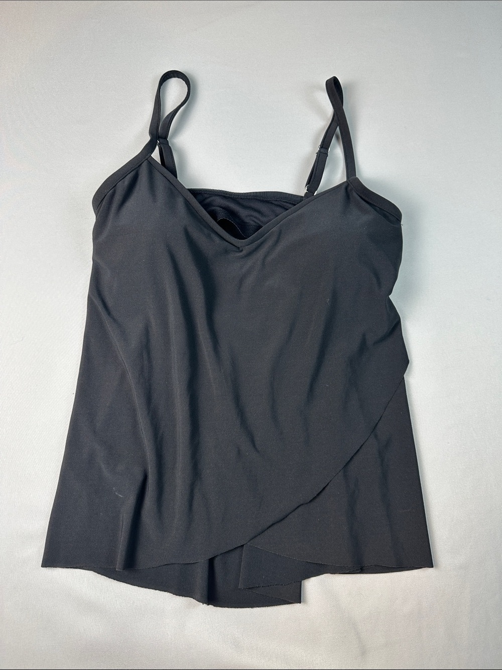 Black V-Neck Draped Cami Swim Tank Top Tankini